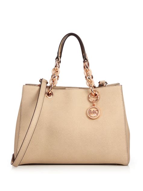 michael kors cynthia medium leather satchel|Cynthia Medium Saffiano Leather Satchel .